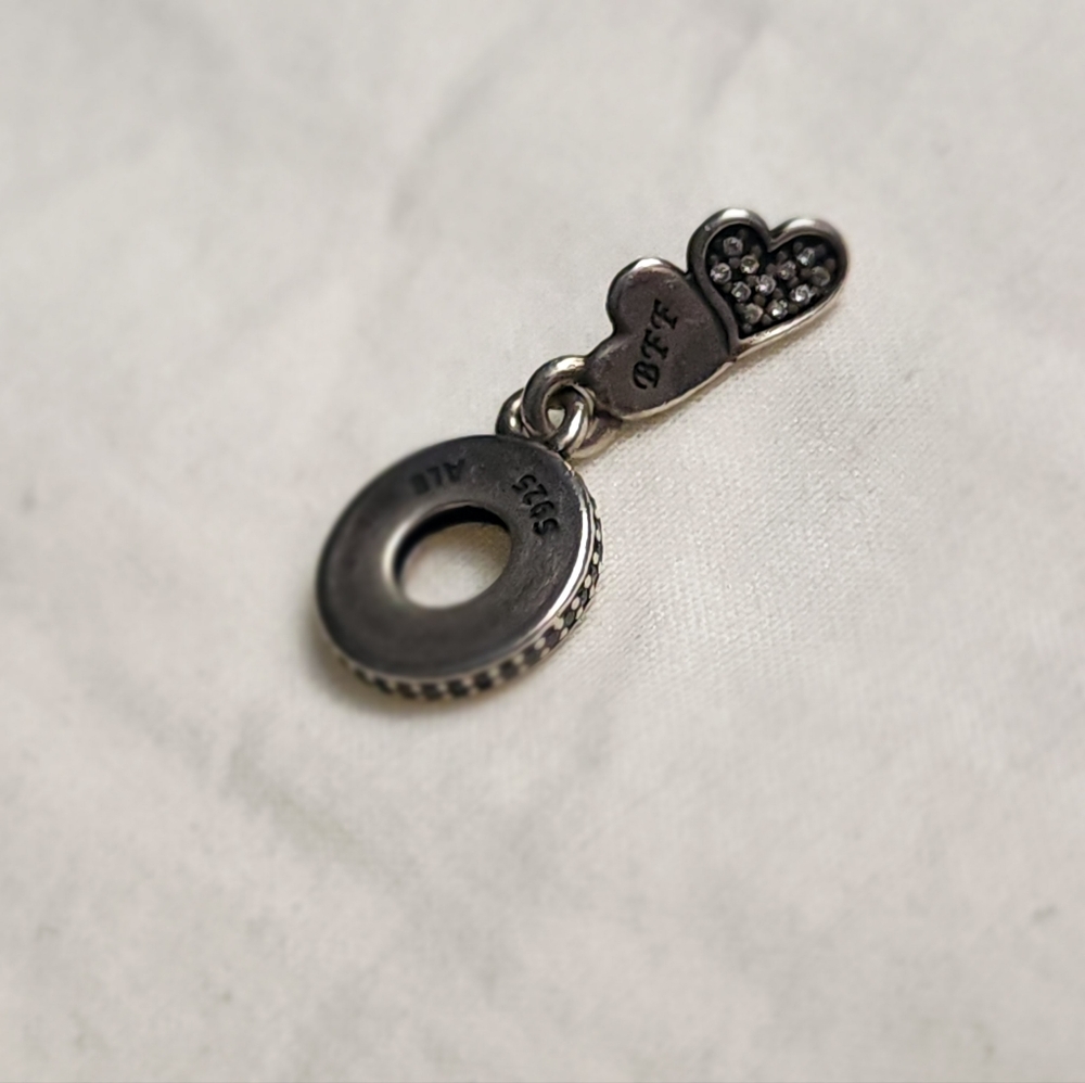 Pandora Silver BFF Heart Charm Necklace